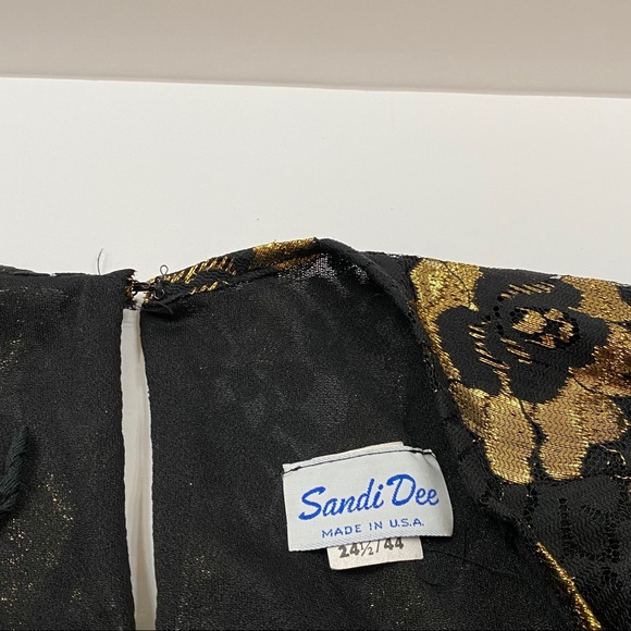 Vintage Sandi Dee black & gold dress 24 1/2 - Picture 5 of 6